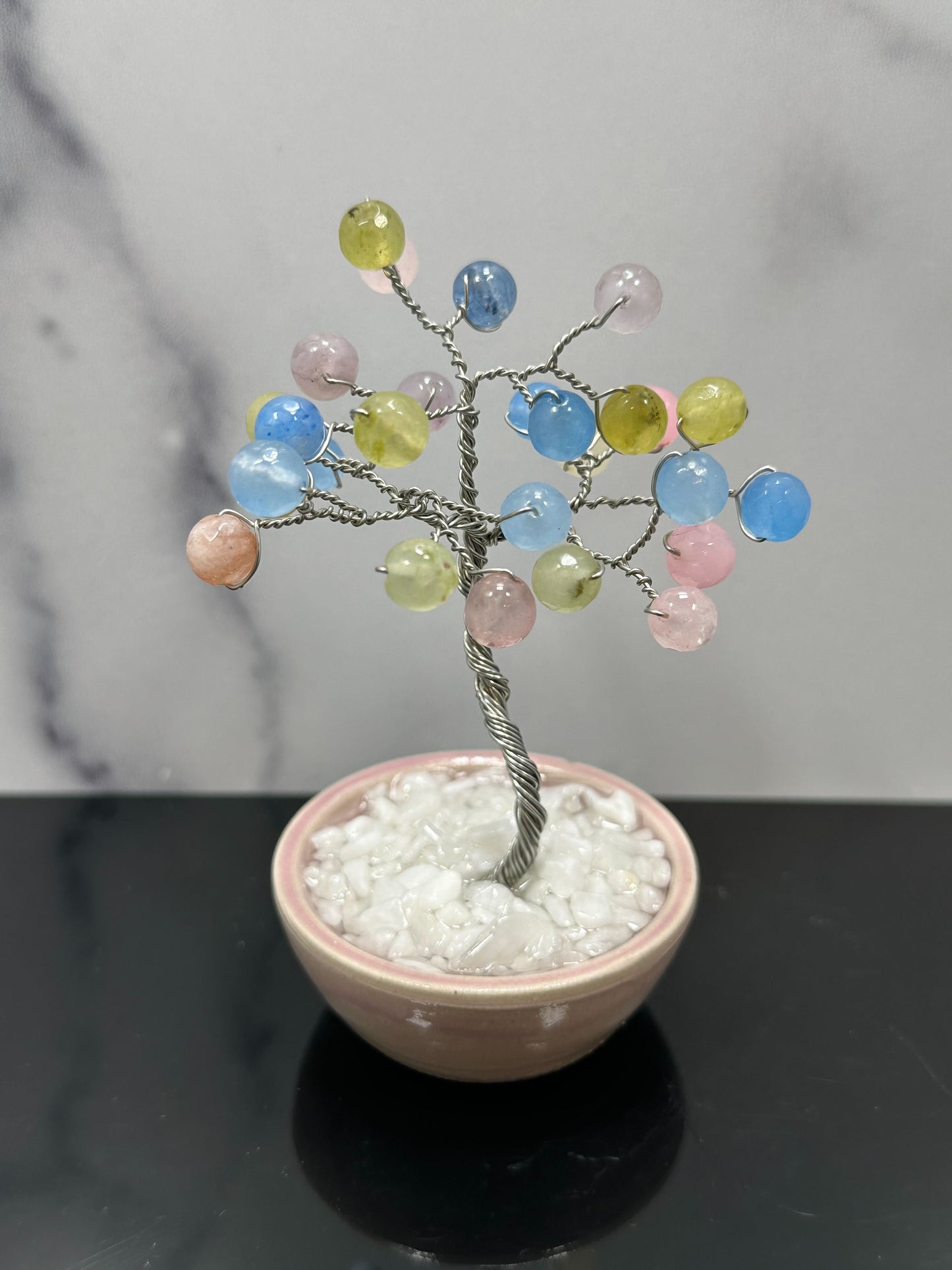 Pastel Rainbow Agate Crystal Tree with Ceramic Base