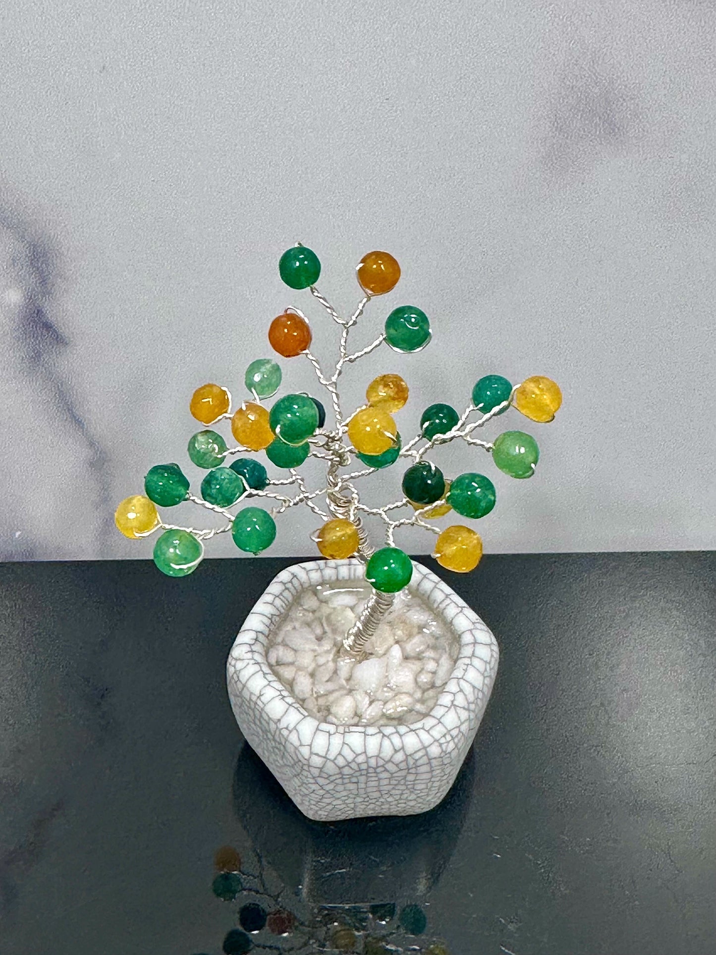 Green and Yellow Agate Small Crystal Tree