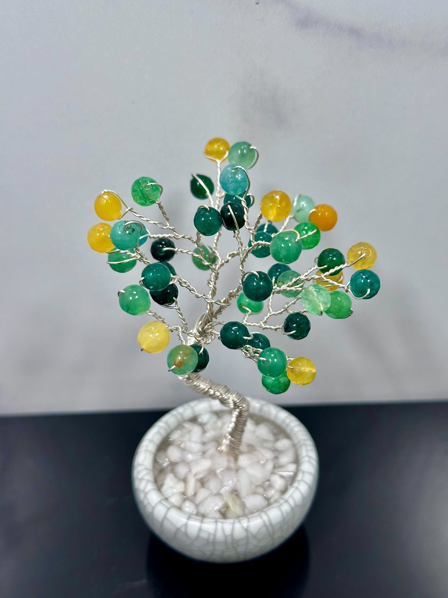 Yellow and Green Agate Small Crystal Tree