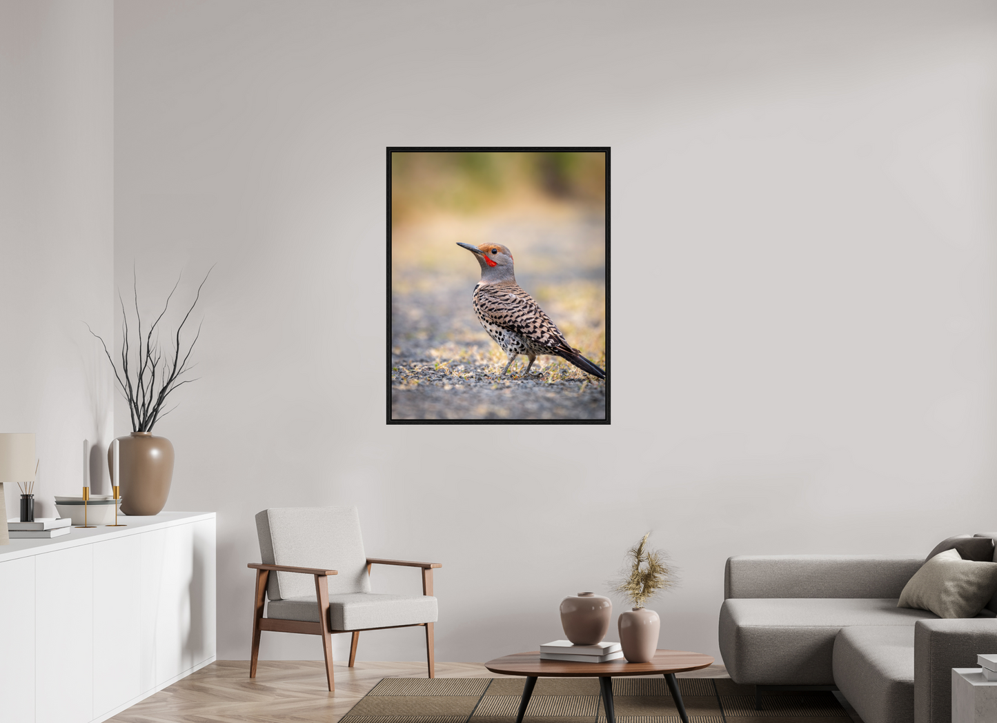 35 x 43.7″, Floater Frame Remarkable Northern Flicker