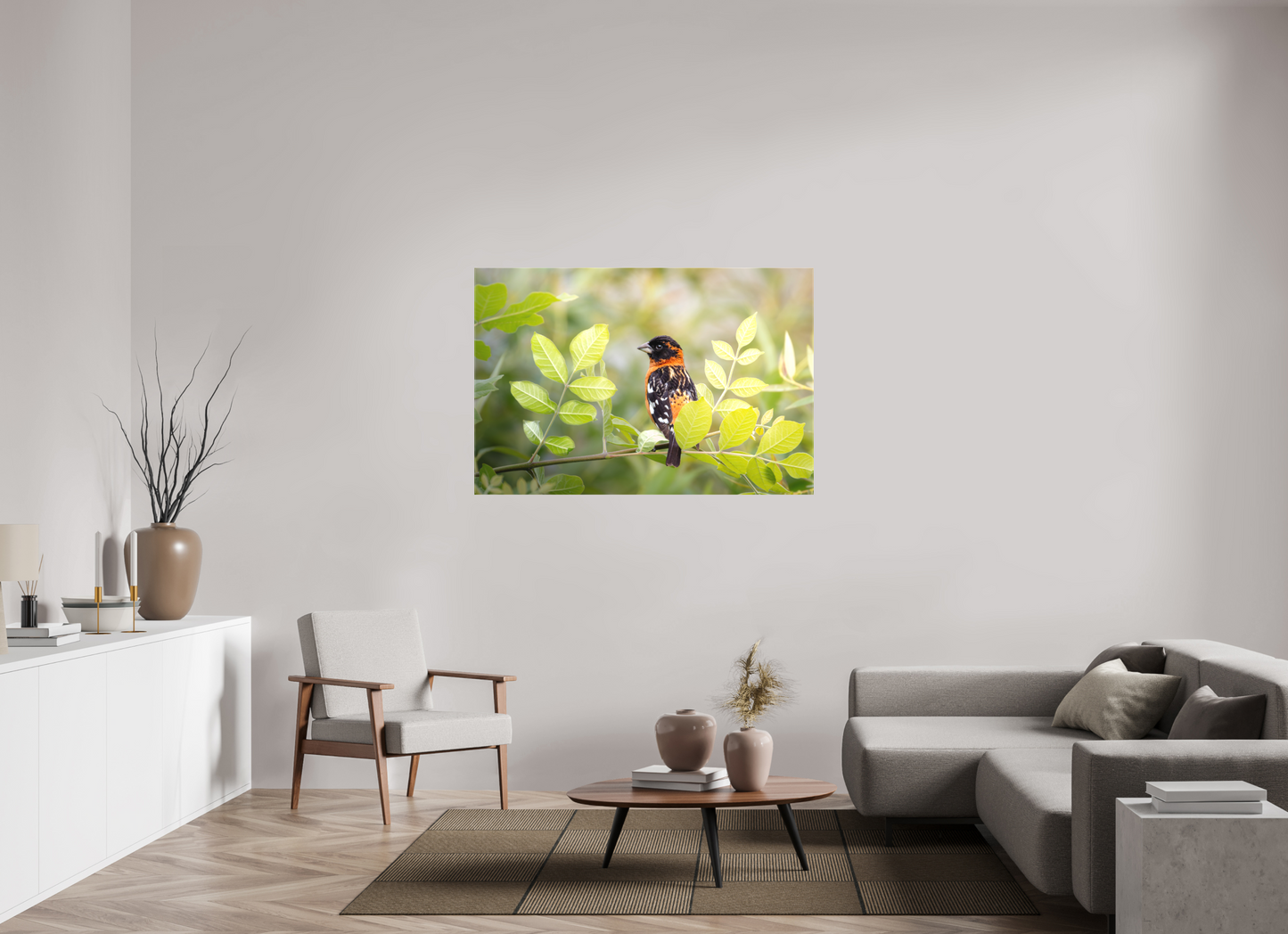 54 x 36″, Canvas Prints Poised Black Headed Grosbeak