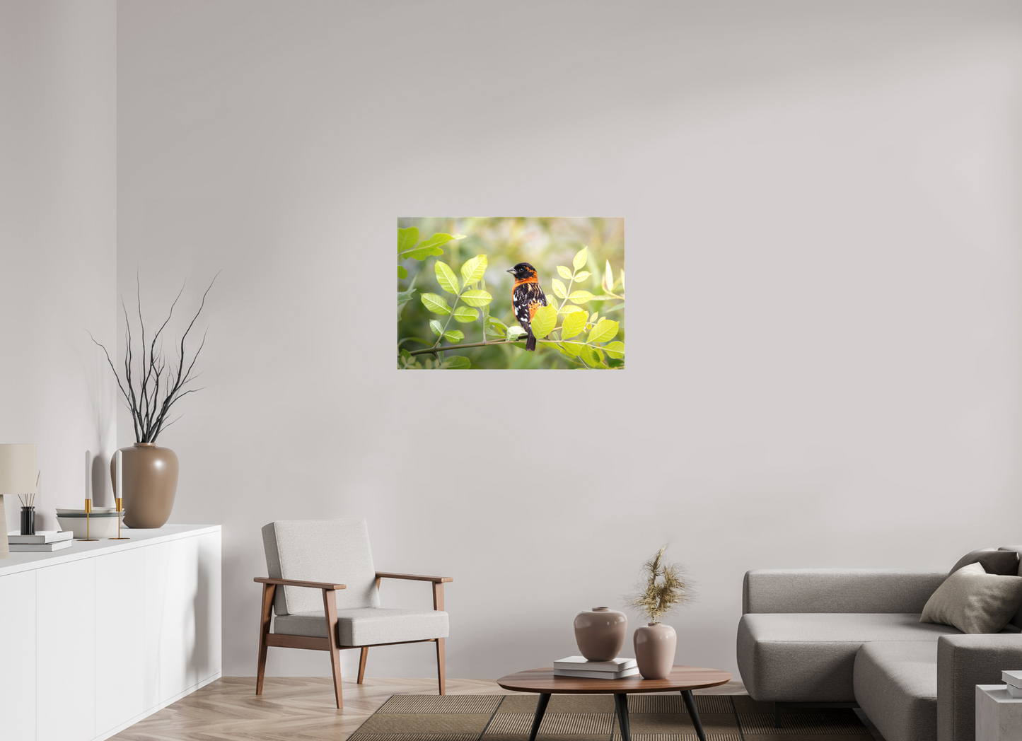36 x 24″, Canvas Prints Poised Black Headed Grosbeak