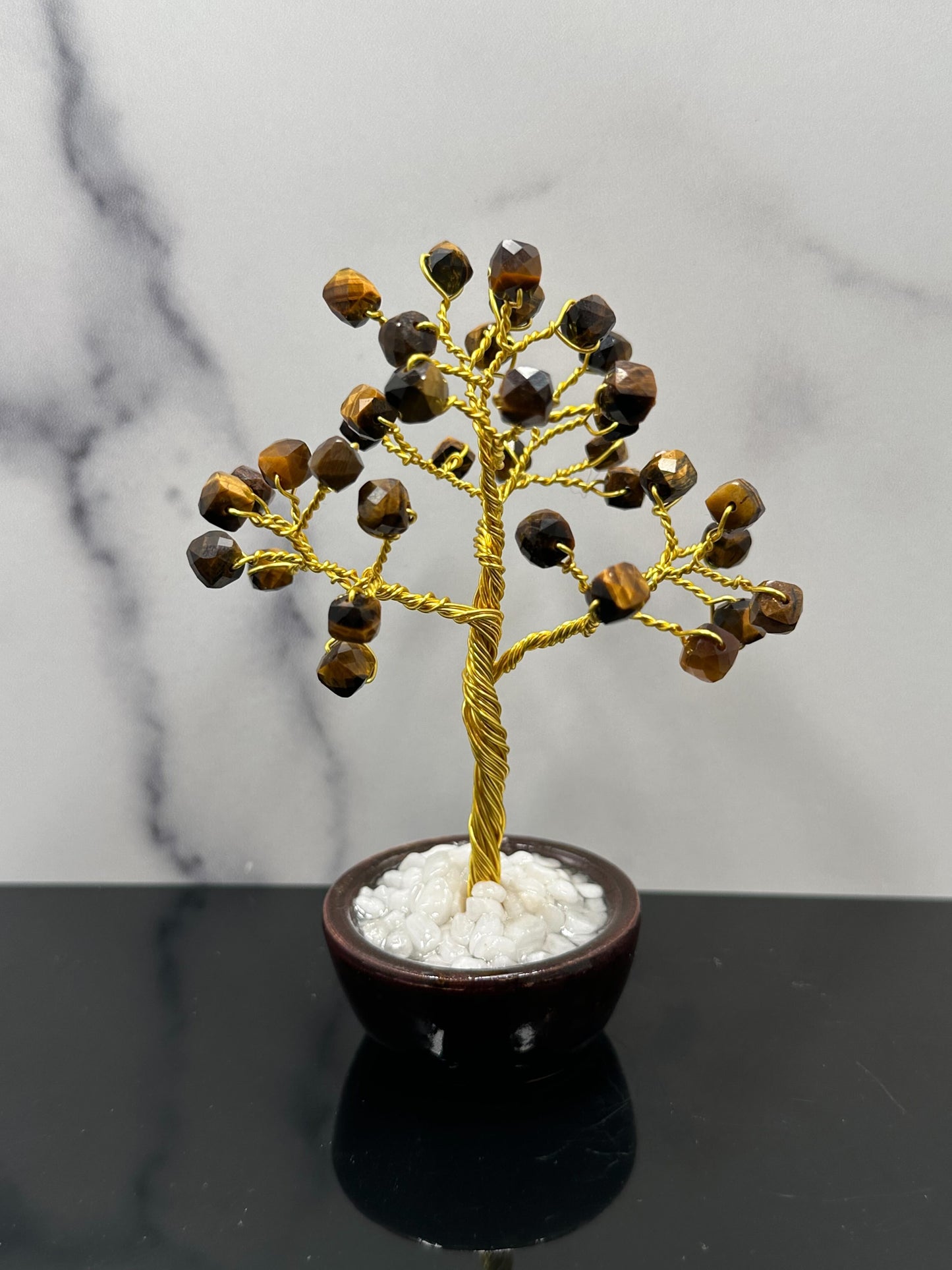 Tiger Eye Crystal Tree with Ceramic Base