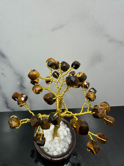 Tiger Eye Crystal Tree with Ceramic Base
