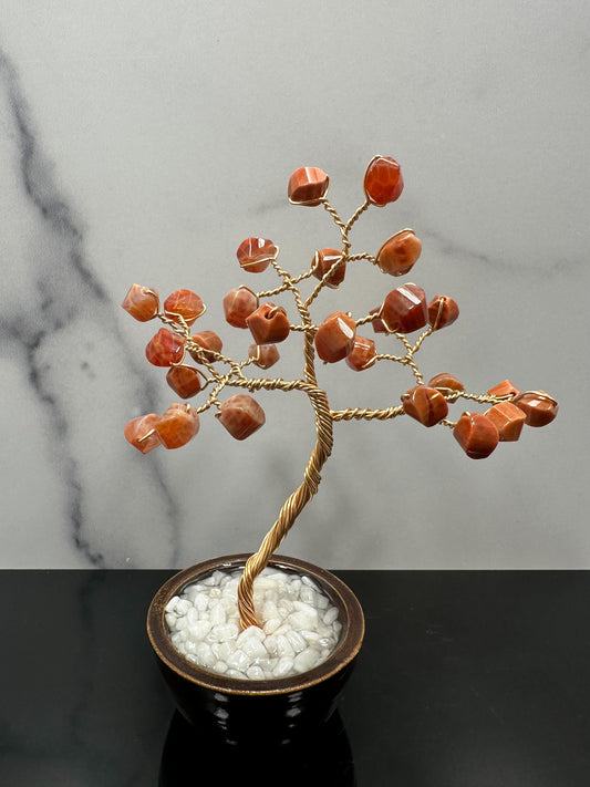 Fire Agate Crystal Tree with Ceramic Base