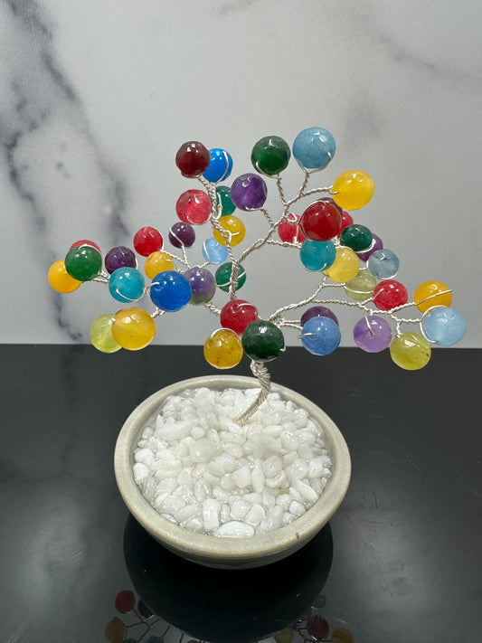 Rainbow Agate Crystal Tree with Ceramic Base