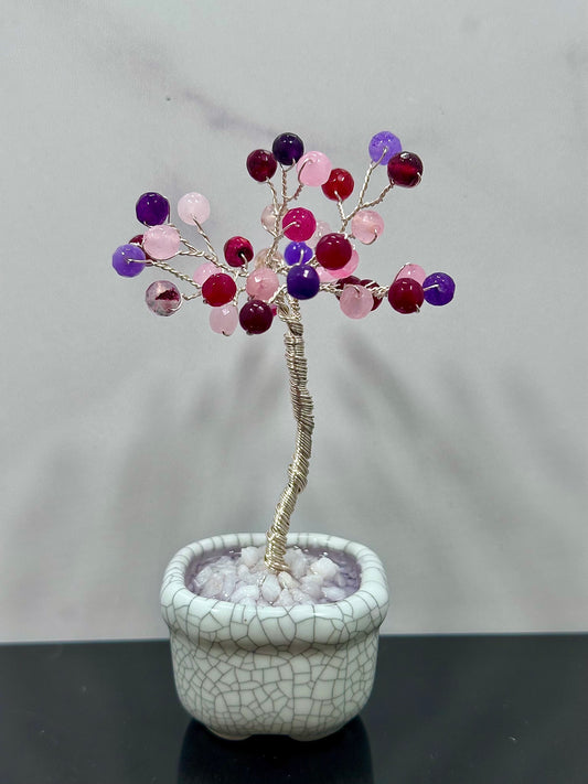 Pink and Purple Agate Small Crystal Tree