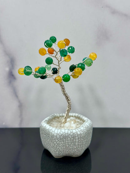 Green and Yellow Agate Small Crystal Tree