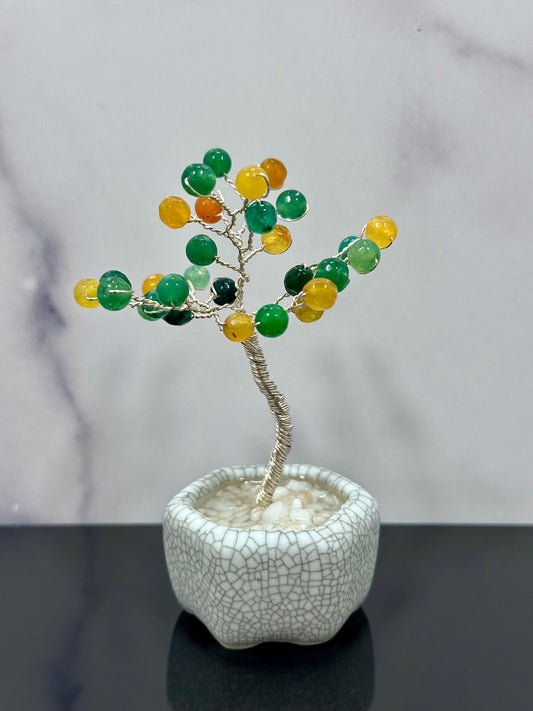 Green and Yellow Agate Small Crystal Tree