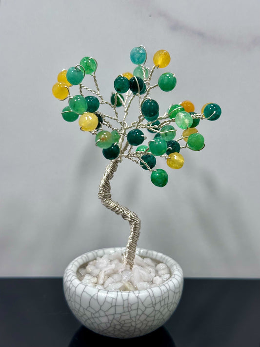 Yellow and Green Agate Small Crystal Tree