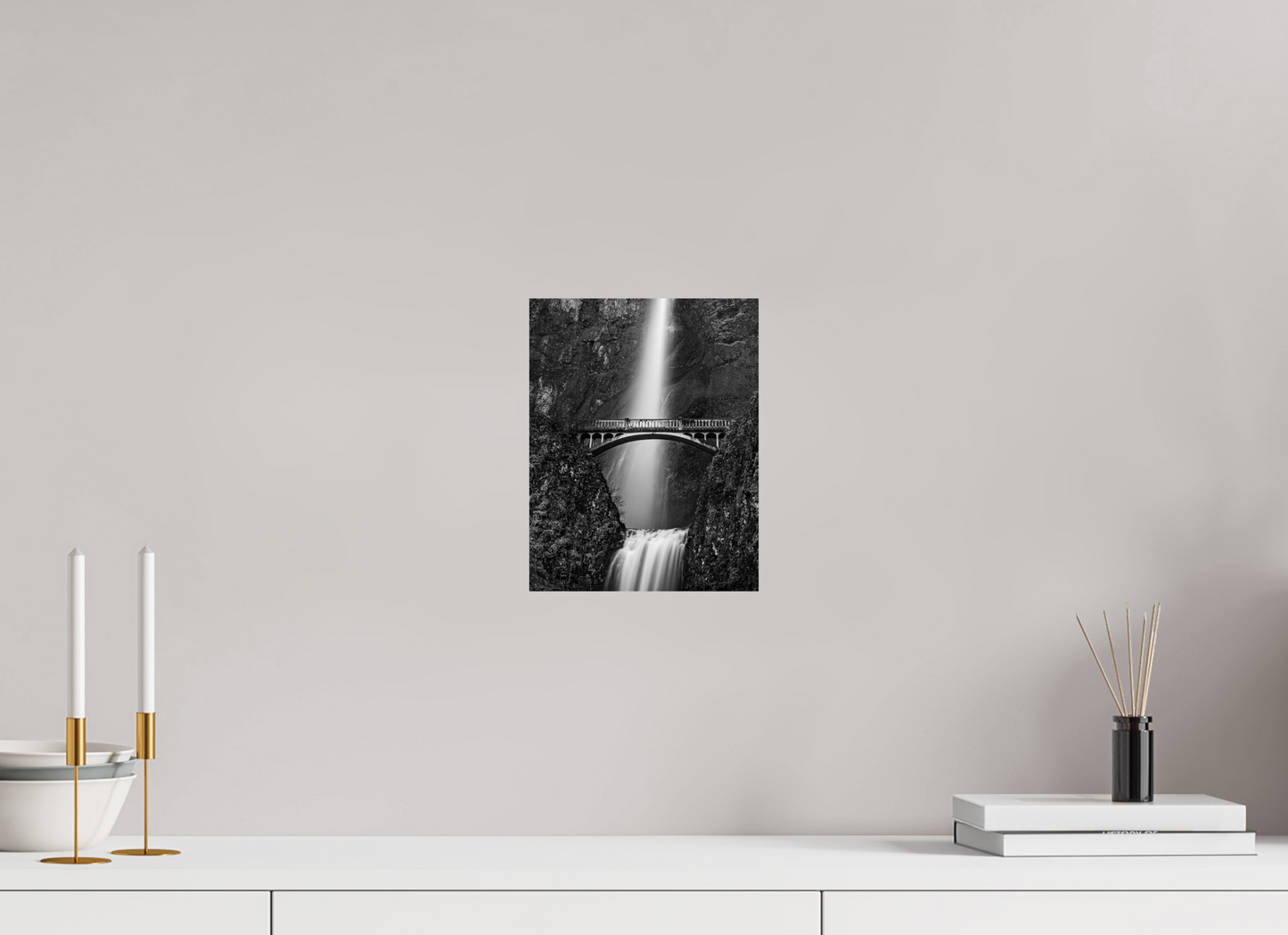 8 x 10.2″, Photo Print On Fuji Crystal DP II Oregon's Multnomah Falls Black/White